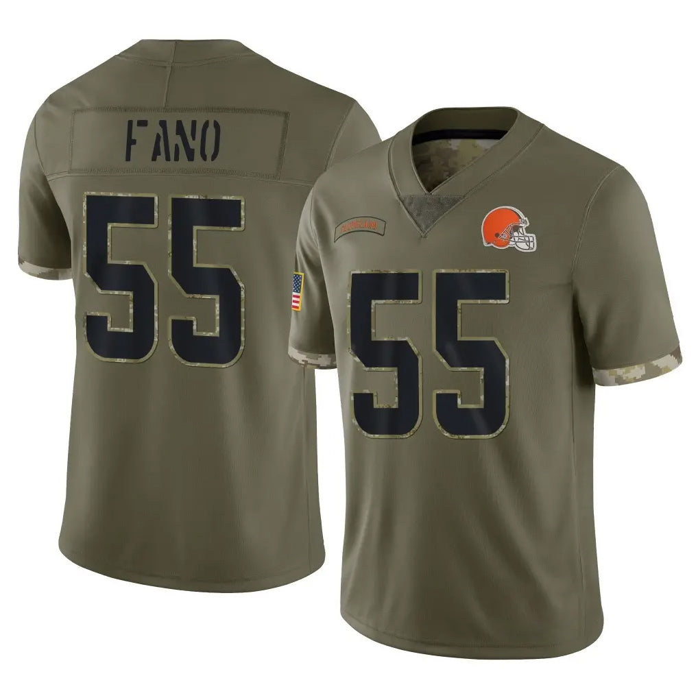 C.Browns #55 Spencer Fano Player Olive Salute to Service Limited Game Kdoa Stitched Jerseys