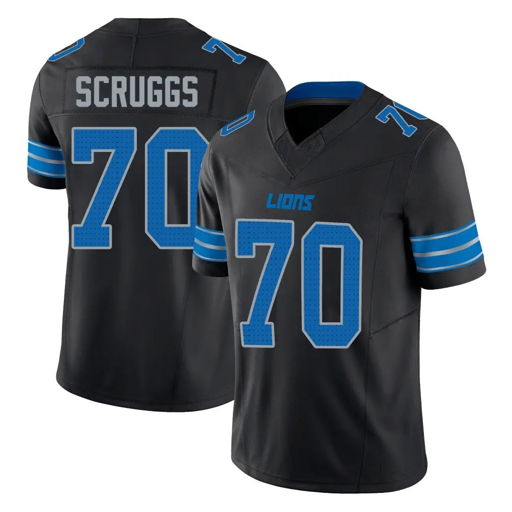D.Lions #70 Juice Scruggs Player Black Alternate Vapor F.U.S.E. Limited Home Game Kdoa Stitched Jerseys