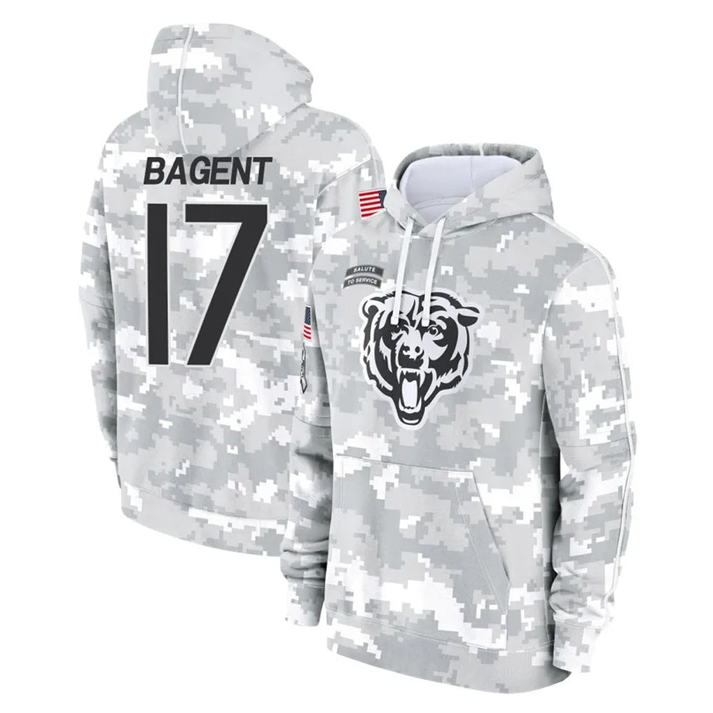 C.Bears #17 Tyson Bagent Player Arctic Camo Salute to Service Pullover Hoodies Limited Kdoa Stitched Jerseys