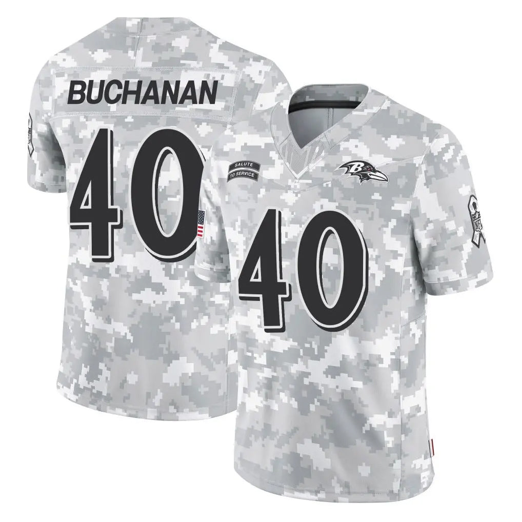 B.Ravens #40 Teddye Buchanan Player Arctic Camo Salute to Service Limited Kdoa Stitched Jerseys