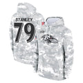 B.Ravens #79 Ronnie Stanley Player Arctic Camo Salute to Service Pullover Hoodie Kdoa Stitched Jerseys