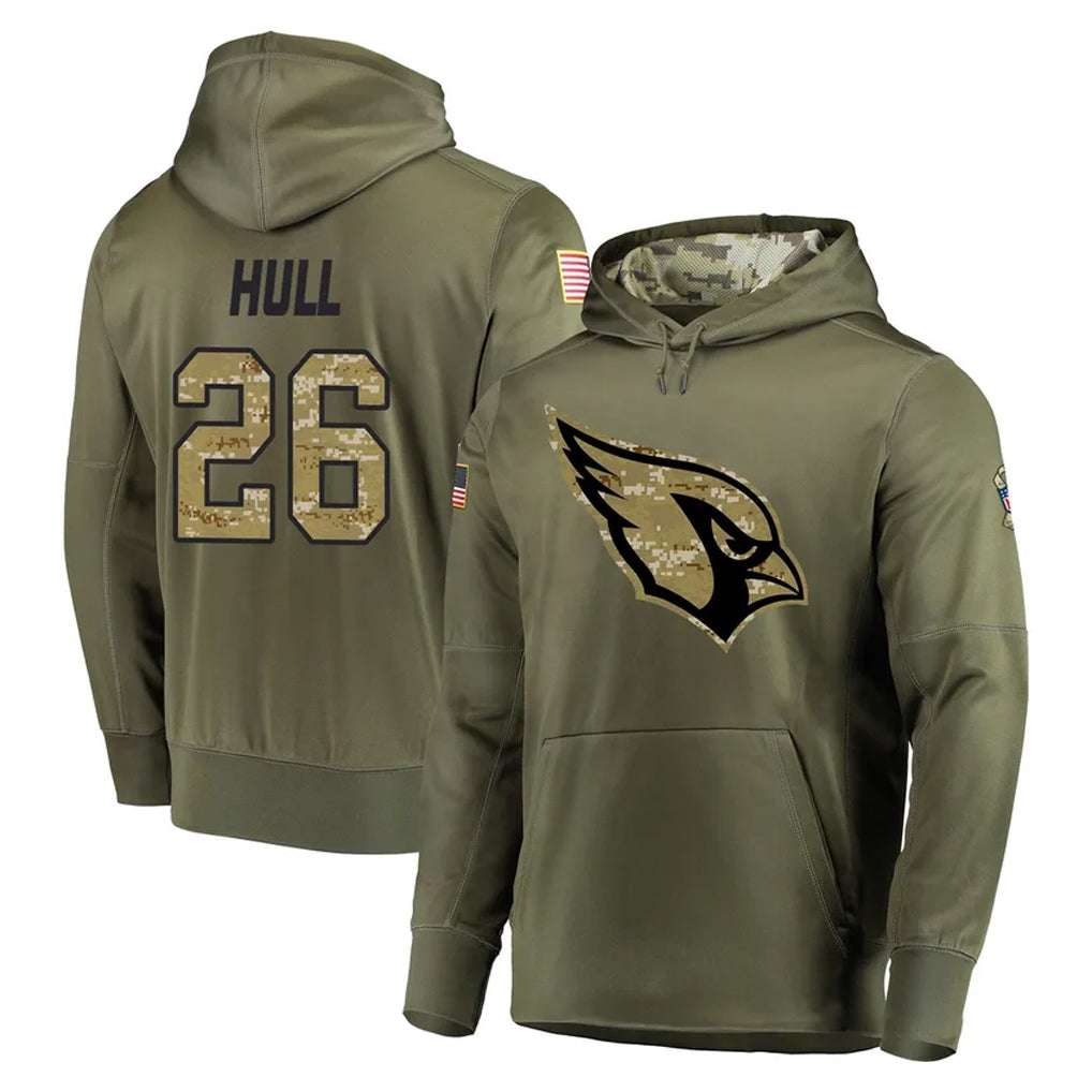 A.Cardinals #26 Evan Hull Player Olive Salute to Service Pullover Hoodie Home Game Kdoa Stitched Jerseys