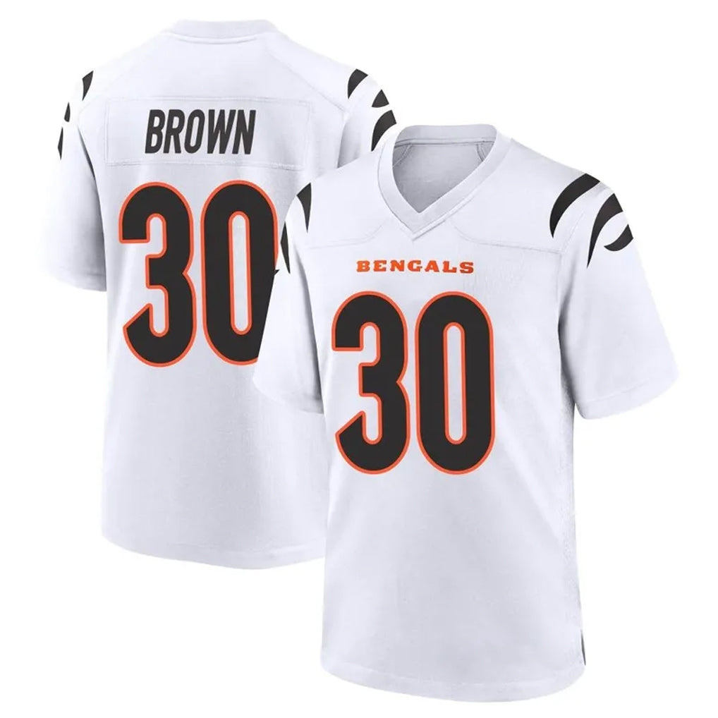 C.Bengals #30 Chase Brown Player White Home Game Kdoa Stitched Jerseys