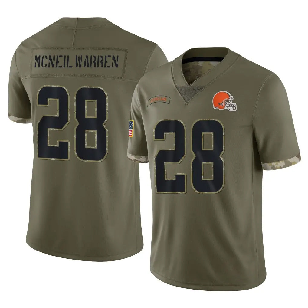 C.Browns #28 Emmanuel McNeil-Warren Player Olive Salute to Service Limited Game Kdoa Stitched Jerseys