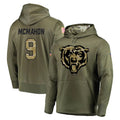 C.Bears #9 Jim McMahon Player Olive Salute to Service Pullover Hoodies Home Game Kdoa Stitched Jerseys