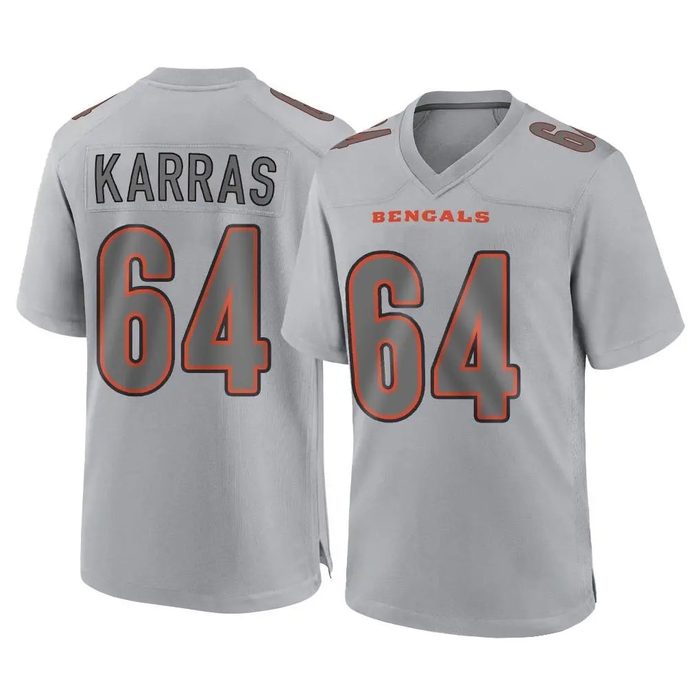 C.Bengals #64 Ted Karras Player Gray Atmosphere Fashion Game Kdoa Stitched Jerseys