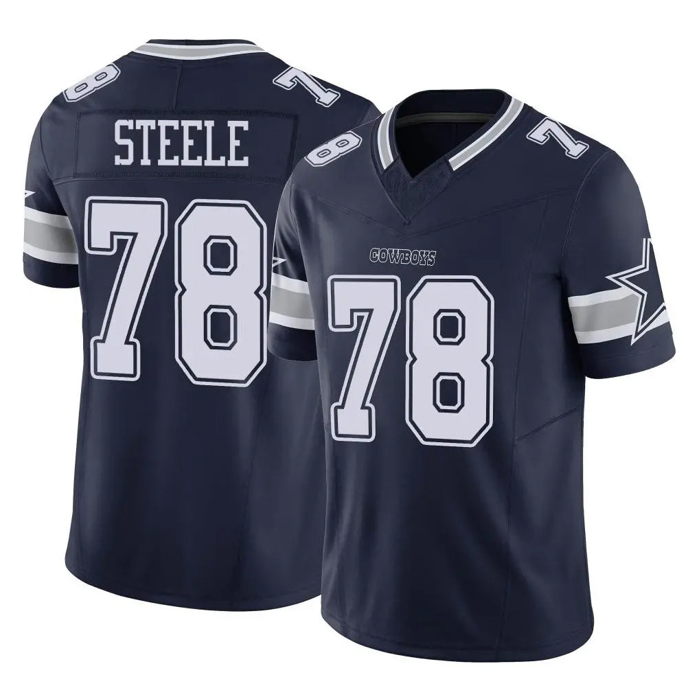 D.Cowboys #78 Terence Steele Player Navy Limited Vapor F.U.S.E. Home Game Xdoa Stitched Jerseys
