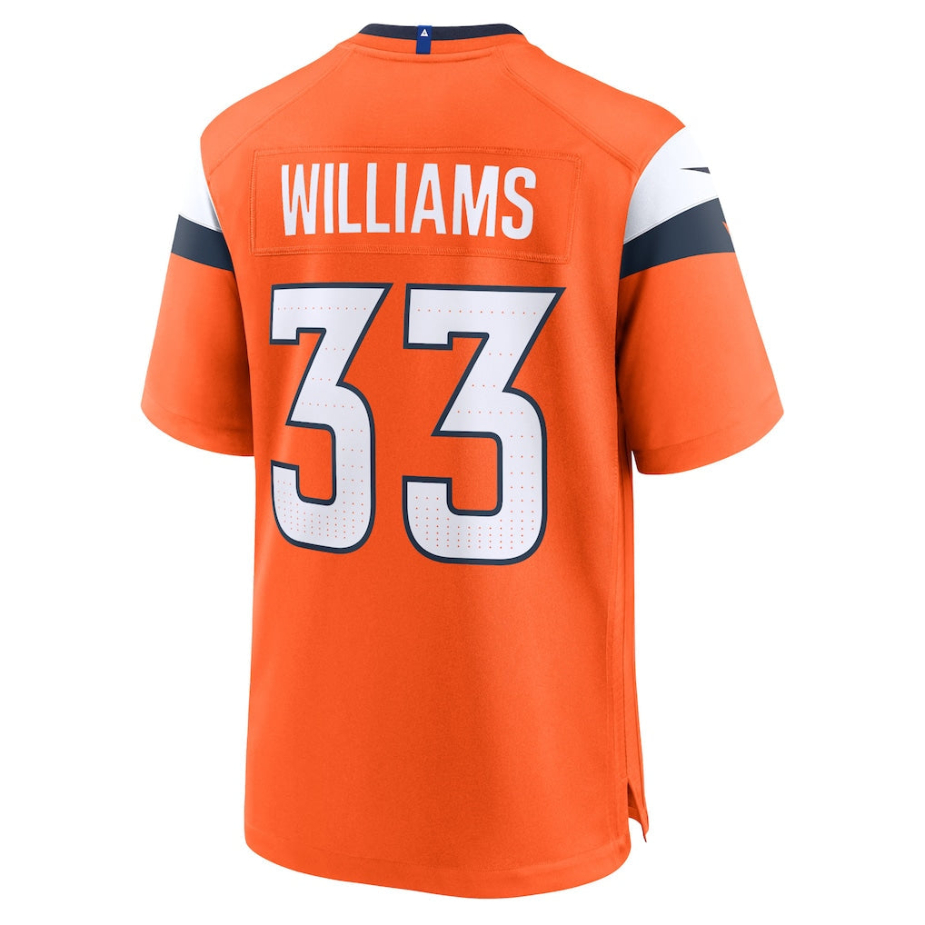 Kdoa D.Broncos #33 Javonte Williams Orange Mile High Collection Game Jersey