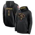 C.Bears #1 Jaylon Johnson Player Black Salute to Service Pullover Hoodies Limited Kdoa Stitched Jerseys