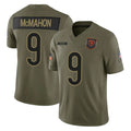 C.Bears #9 Jim McMahon Player Olive Salute to Service Limited Home Game Kdoa Stitched Jerseys