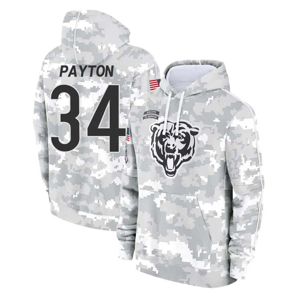 C.Bears #34 Walter Payton Player Arctic Camo Salute to Service Pullover Hoodies Limited Kdoa Stitched Jerseys