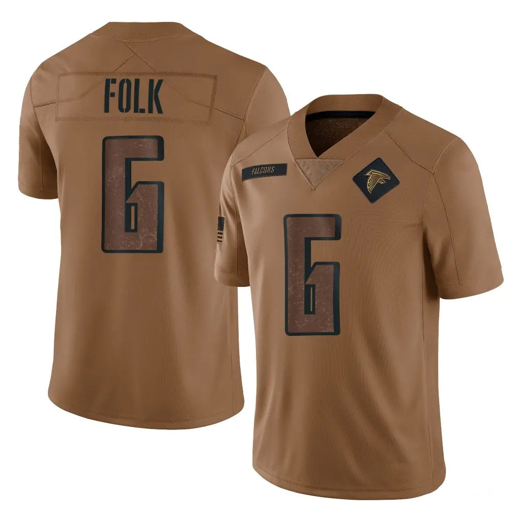 A.Falcons #6 Nick Folk Player Brown Salute To Service Limited Kdoa Stitched Jerseys
