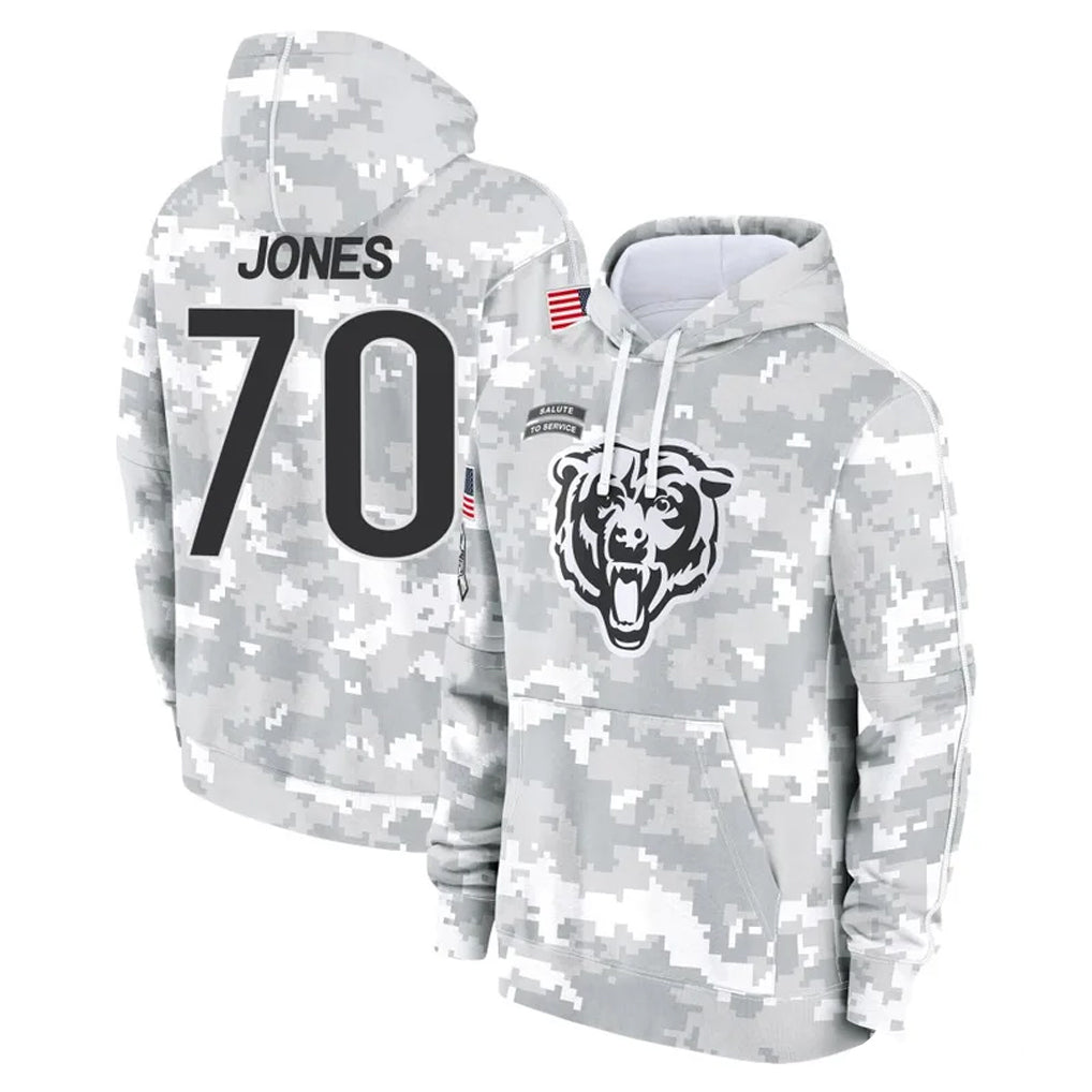 C.Bears #70 Braxton Jones Player Arctic Camo Salute to Service Pullover Hoodies Limited Kdoa Stitched Jerseys