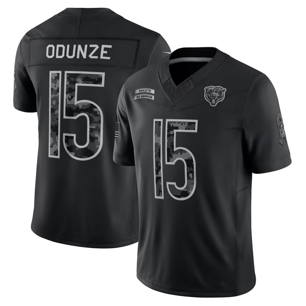 C.Bears #15 Rome Odunze Player Black Limited 2026 Salute to Service Home Game Kdoa Stitched Jerseys
