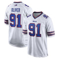 B.Bills #91 Ed Oliver Player White Home Game Kdoa Stitched Jerseys