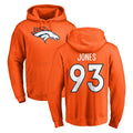 D.Broncos #93 D.J. Jones Player Orange Pullover Hoodie Limited Kdoa Stitched Jerseys