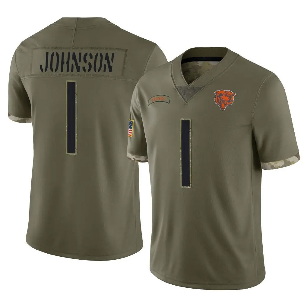 C.Bears #1 Jaylon Johnson Player Olive Salute to Service Limited Game Kdoa Stitched Jerseys