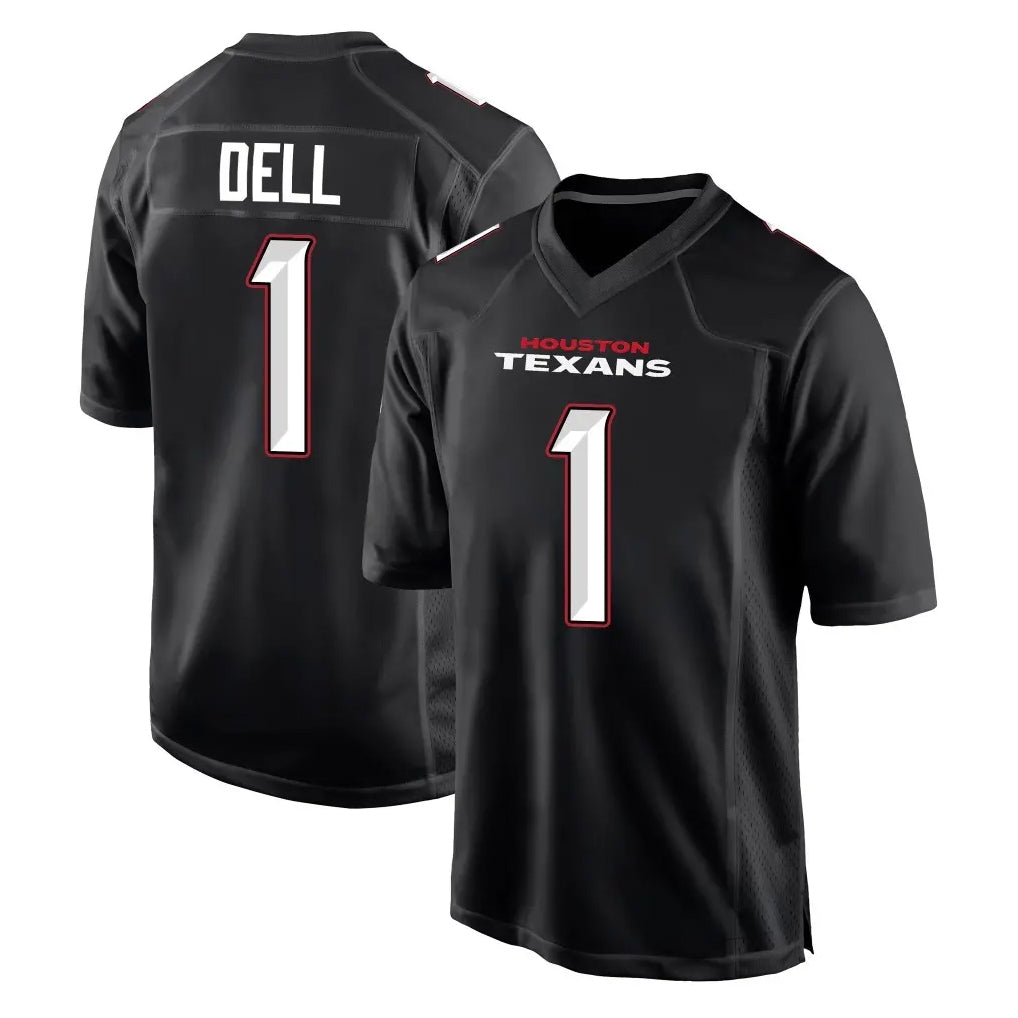 H.Texans #1 Tank Dell Player Carbon Black Fashion Home Game Kdoa Stitched Jerseys