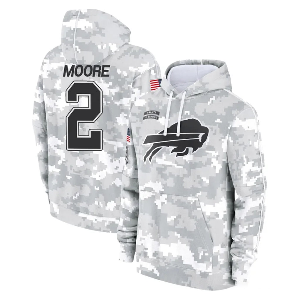 B.Bills #2 DJ Moore Player Arctic Camo Salute to Service Hoodies Kdoa Stitched Jerseys