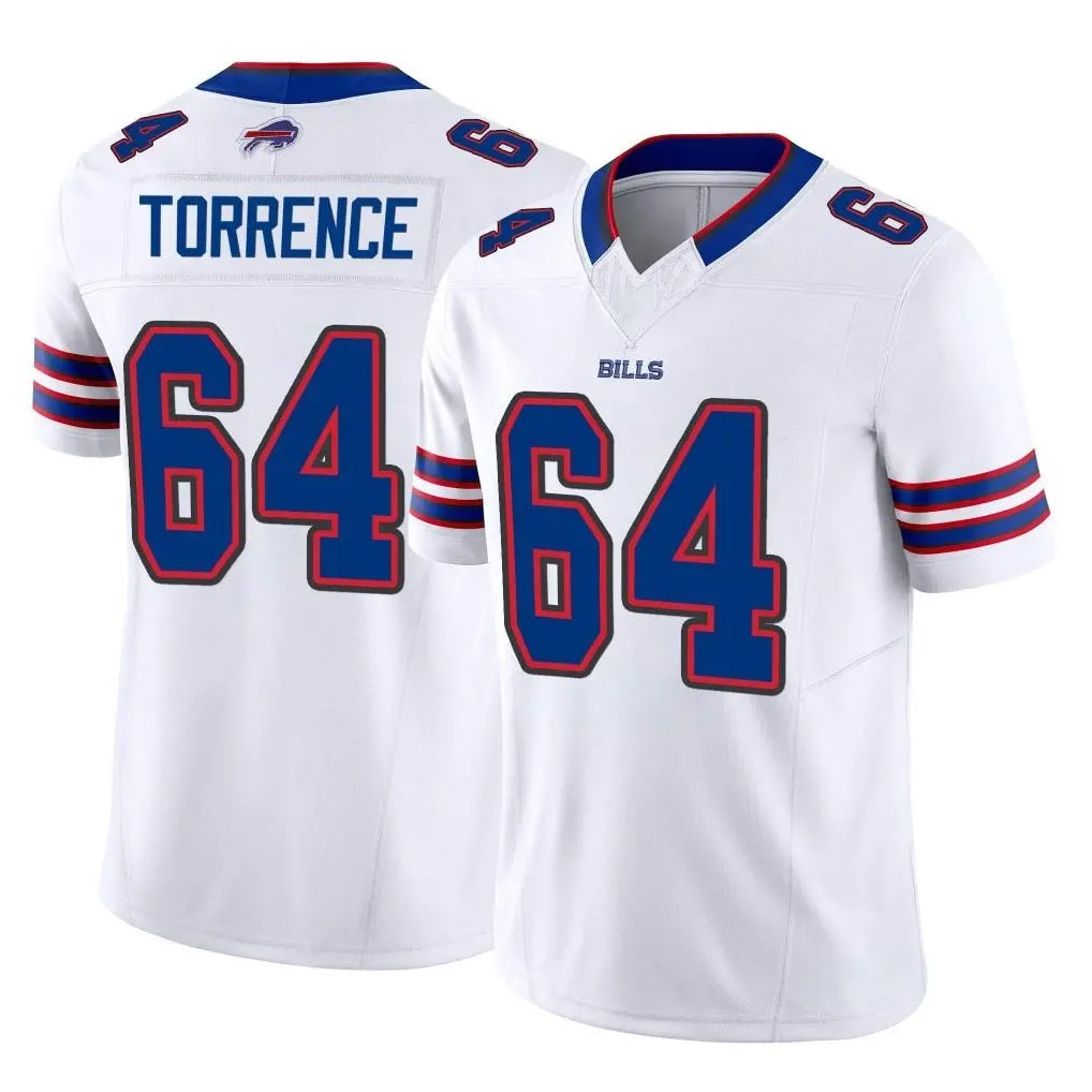 B.Bills #64 O'Cyrus Torrence Player White Vapor F.U.S.E. Jersey Limited Home Game Kdoa Stitched Jerseys
