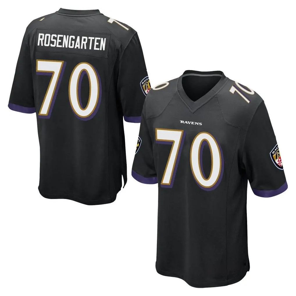 B.Ravens #70 Roger Rosengarten Player Black Home Game Kdoa Stitched Jerseys