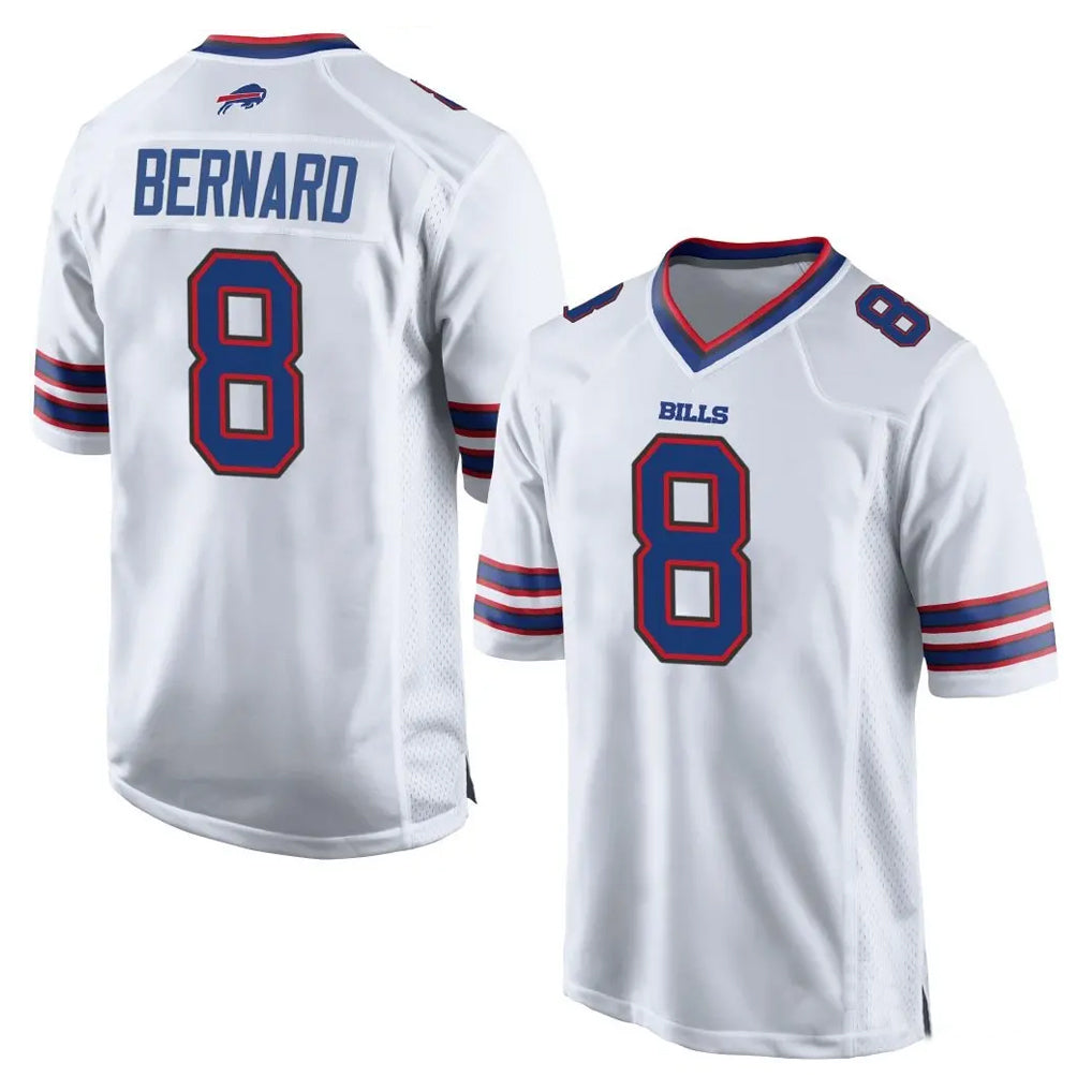 B.Bills #8 Terrel Bernard Player White Home Game Kdoa Stitched Jerseys