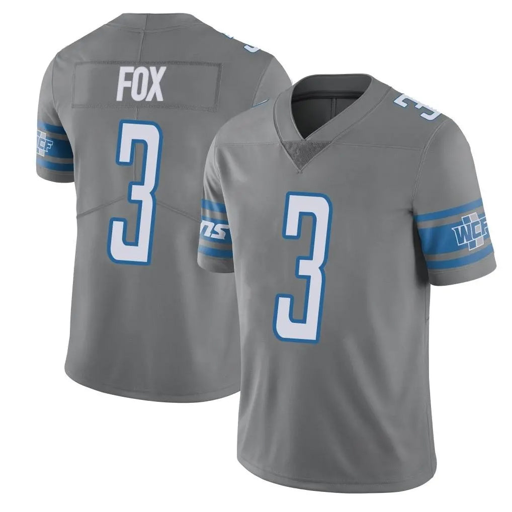 D.Lions #3 Jack Fox Player Gray Vapor Untouchable Limited Home Game Kdoa Stitched Jerseys