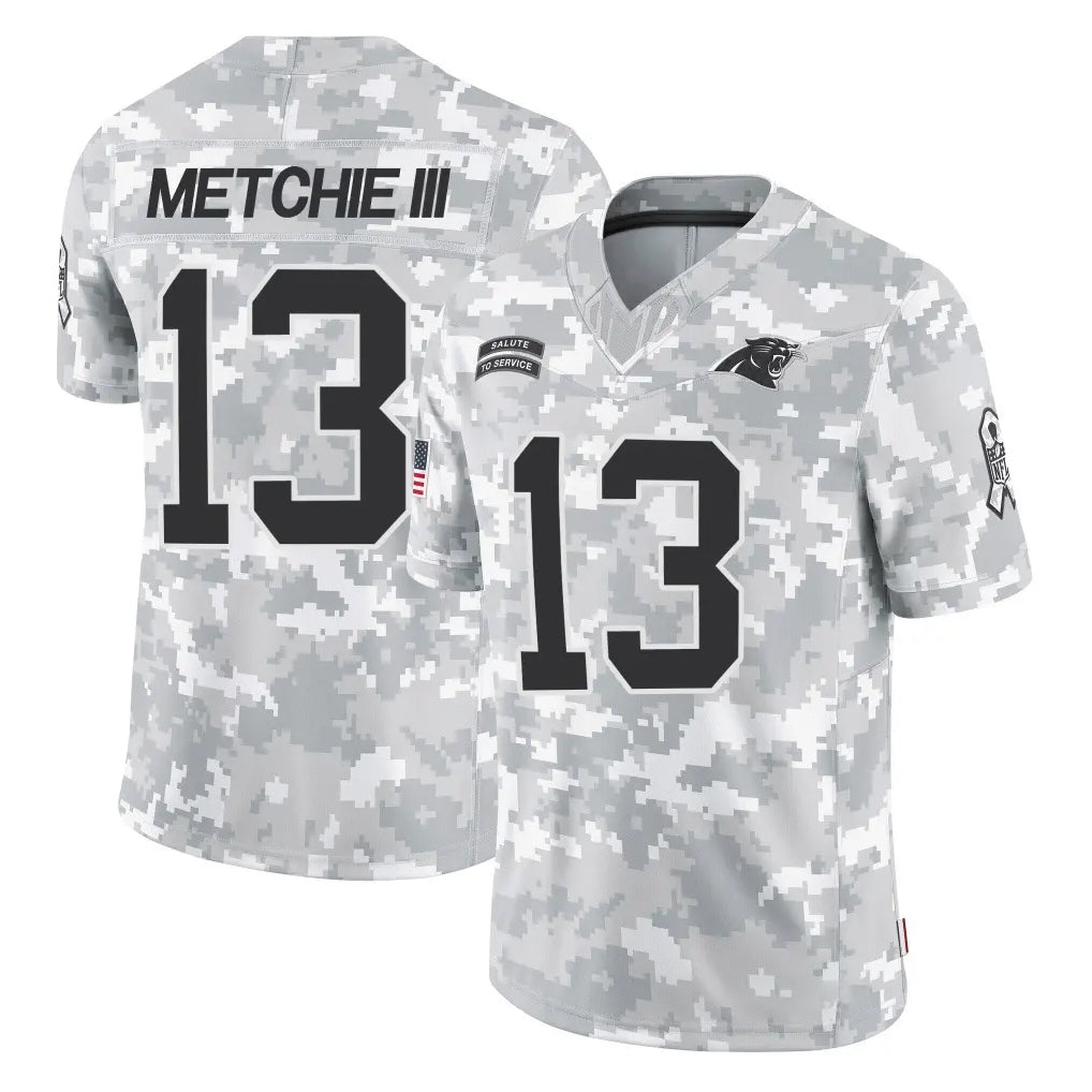 C.Panthers #13 John Metchie III Player Arctic Camo Salute to Service Limited Game Kdoa Stitched Jerseys