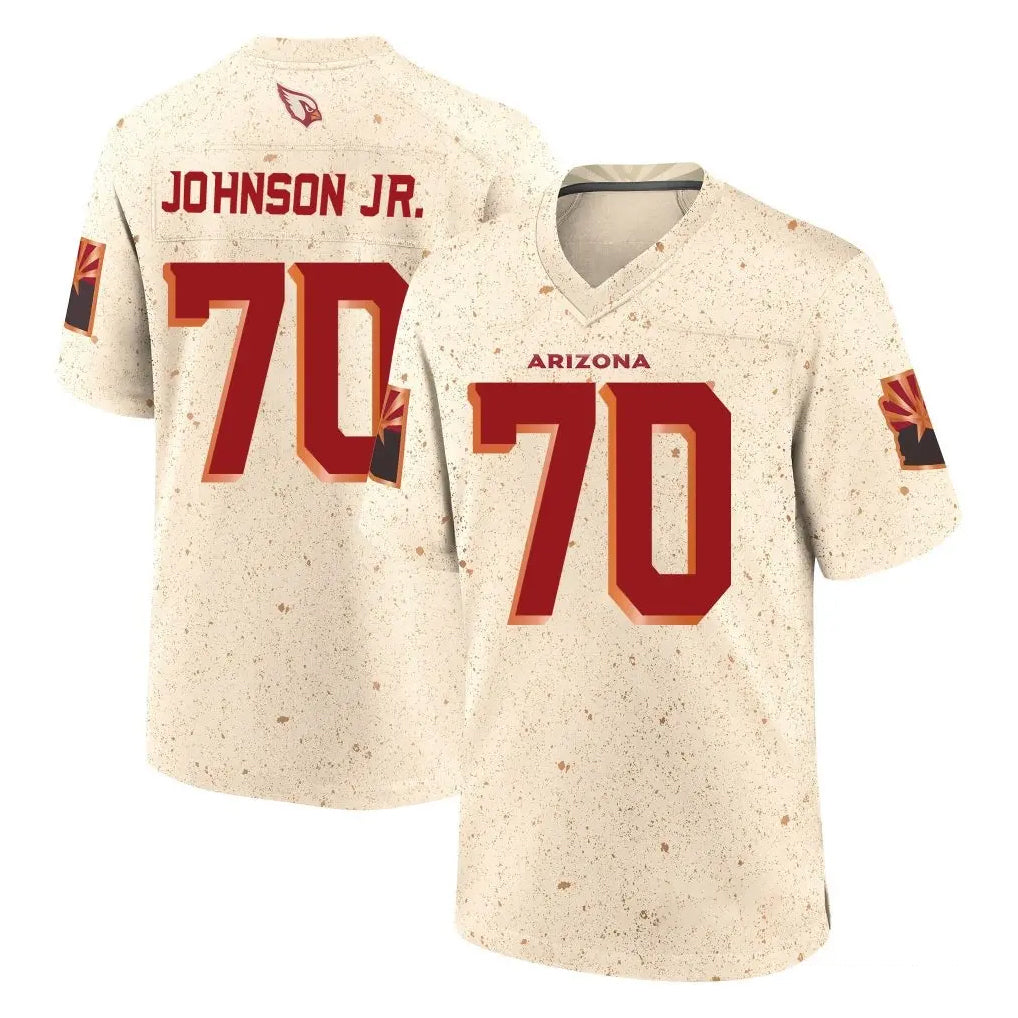 A.Cardinals #70 Paris Johnson Jr. Player Cream Rivalries Collection Game Kdoa Stitched Jerseys