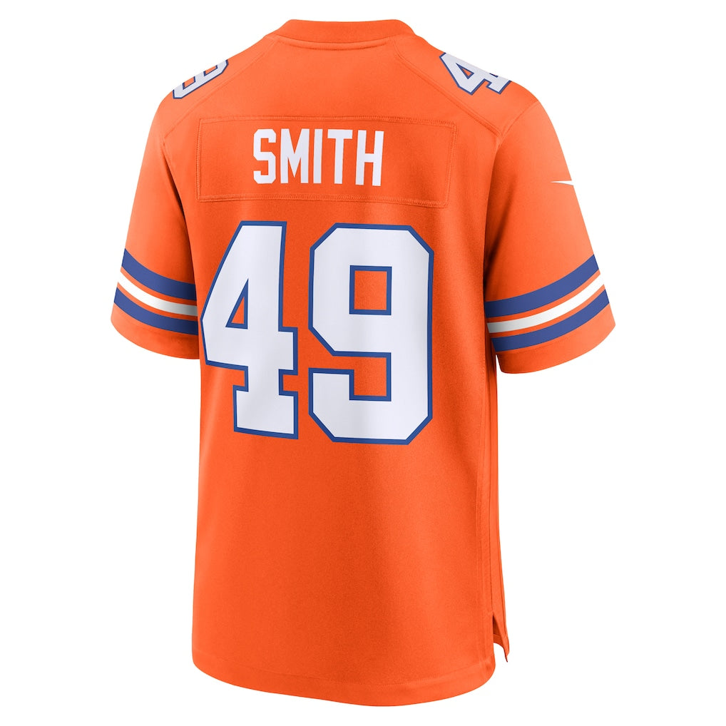 Kdoa D.Broncos #49 Dennis Smith Orange Player Game Jersey