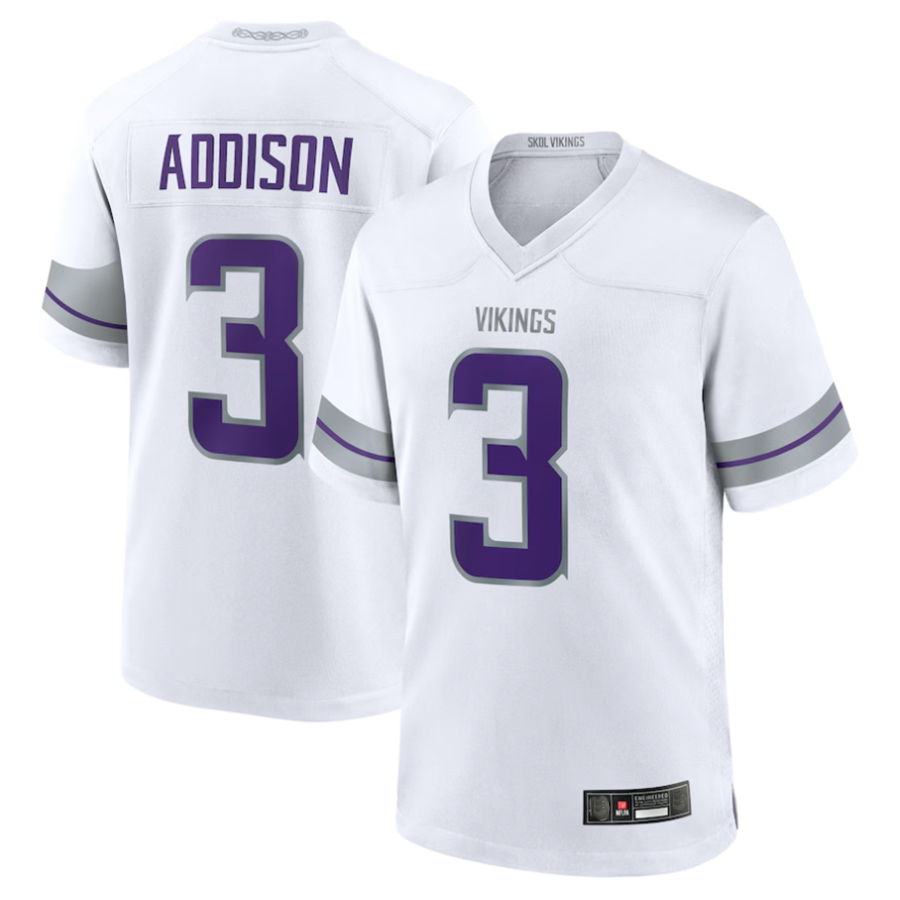 Kdoa #3 Jordan Addison Player MN.Vikings White Alternate Game Stitched Jerseys
