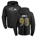 B.Ravens #98 Travis Jones Player Black Pullover Hoodie Kdoa Stitched Jerseys