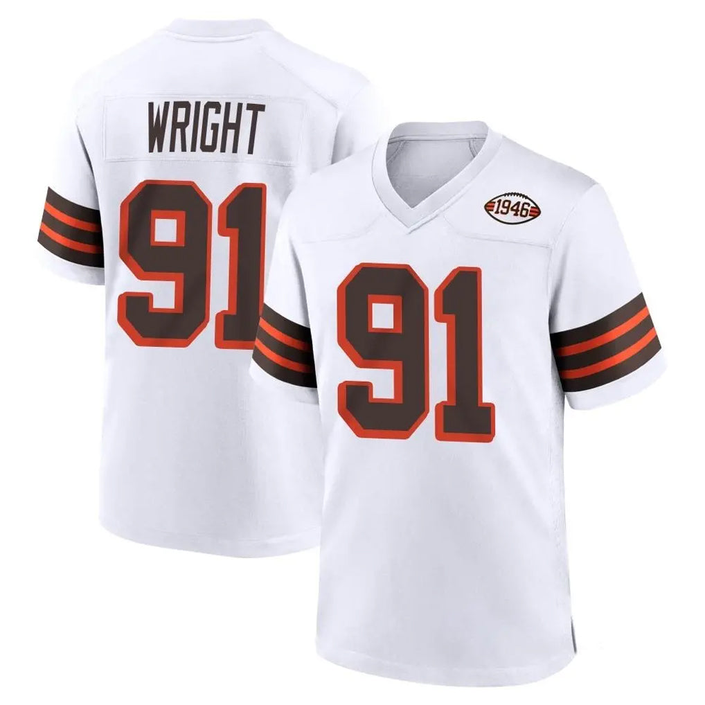 C.Browns #91 Alex Wright Player White Alternate Home Game Kdoa Stitched Jerseys