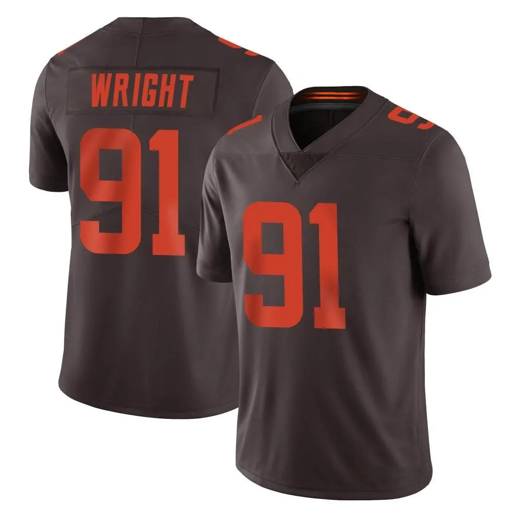 C.Browns #91 Alex Wright Player Browns Color Rush Limited Home Game Kdoa Stitched Jerseys