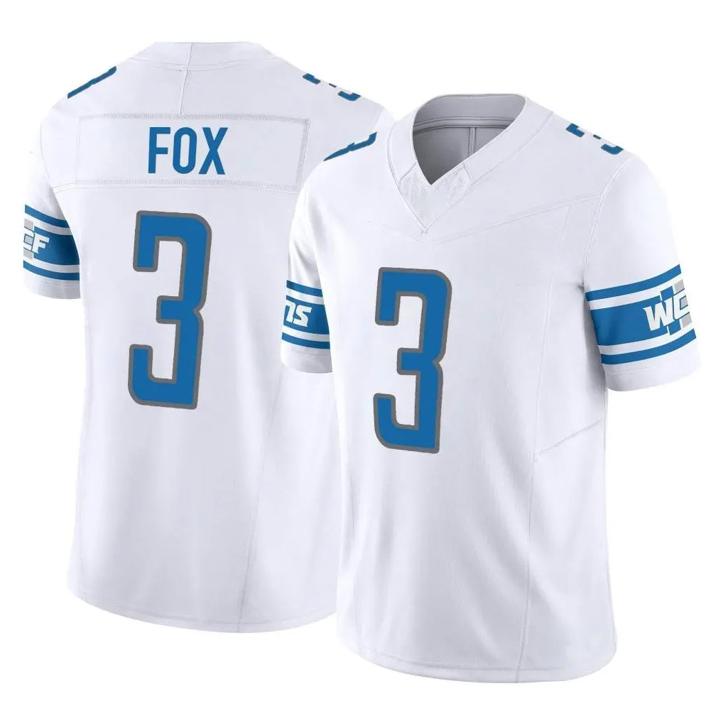 D.Lions #3 Jack Fox Player White Vapor F.U.S.E. Limited Home Game Kdoa Stitched Jerseys
