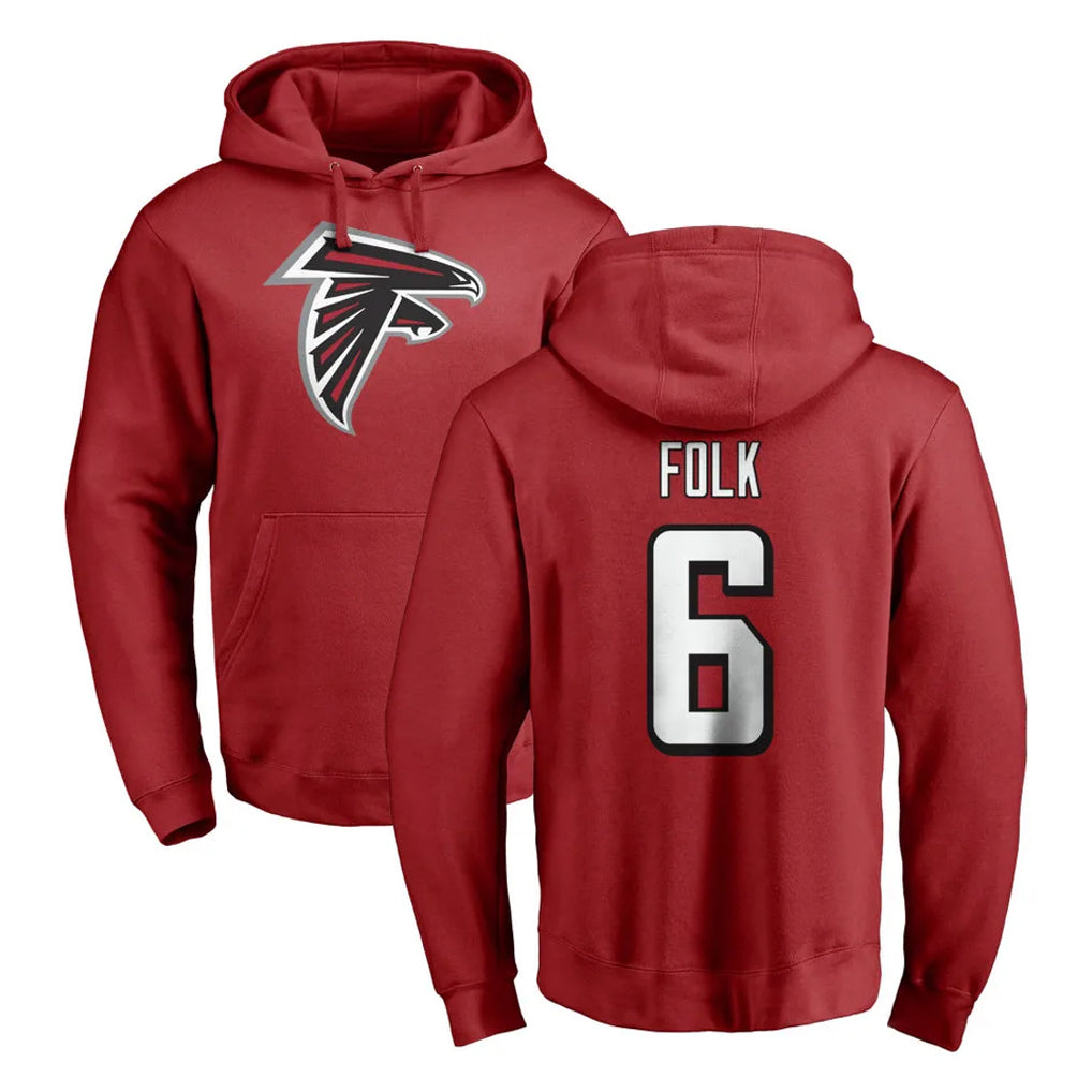 A.Falcons #6 Nick Folk Player Red Pullover Hoodies Home Game Kdoa Stitched Jerseys