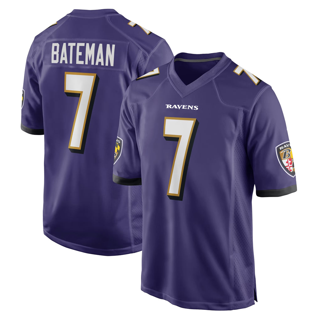 B.Ravens #7 Rashod Bateman Player Purple Home Game Kdoa Stitched Jerseys