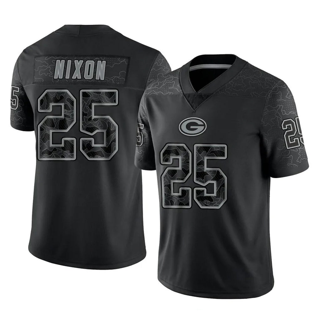 GB.Packers #25 Keisean Nixon Player Black Reflective Limited Home Game Kdoa Stitched Jerseys