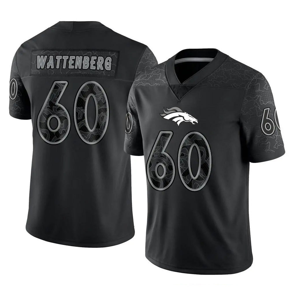 D.Broncos #60 Luke Wattenberg Player Black Reflective Limited Kdoa Stitched Jerseys