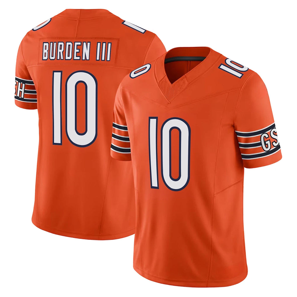 C.Bears #10 Luther Burden III Player Orange Vapor F.U.S.E. Limited Home Game Kdoa Stitched Jerseys