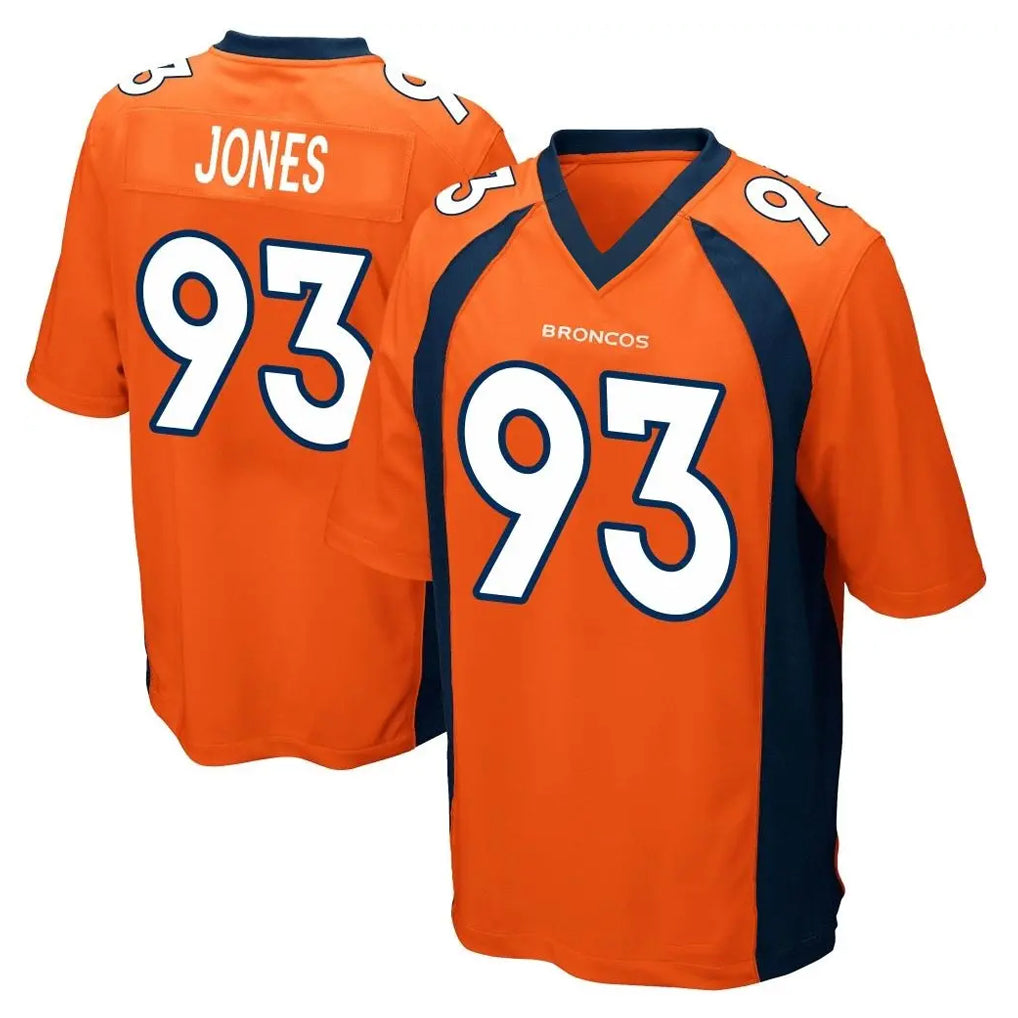 D.Broncos #93 D.J. Jones Player Orange Color Home Game Kdoa Stitched Jerseys