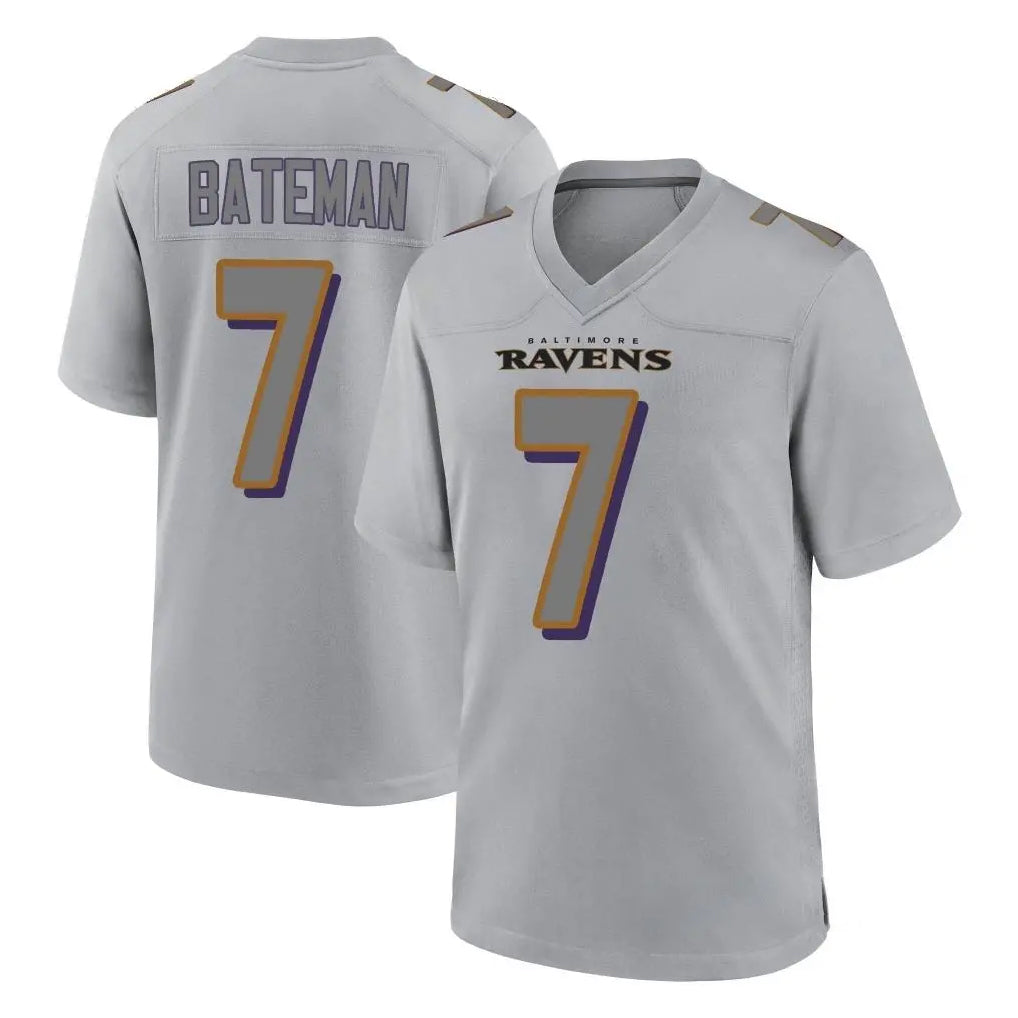 B.Ravens #7 Rashod Bateman Player Gray Color Rush Vapor Untouchable Game Kdoa Stitched Jerseys