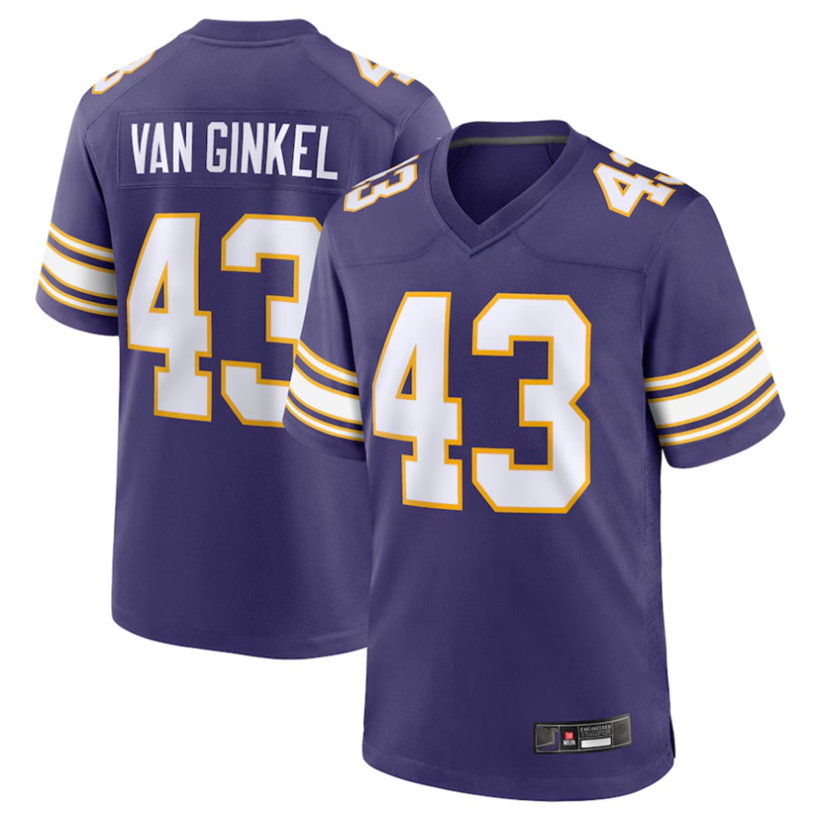 Kdoa #43 Andrew Van Ginkel Player MN.Vikings Purple Game Stitched Jerseys
