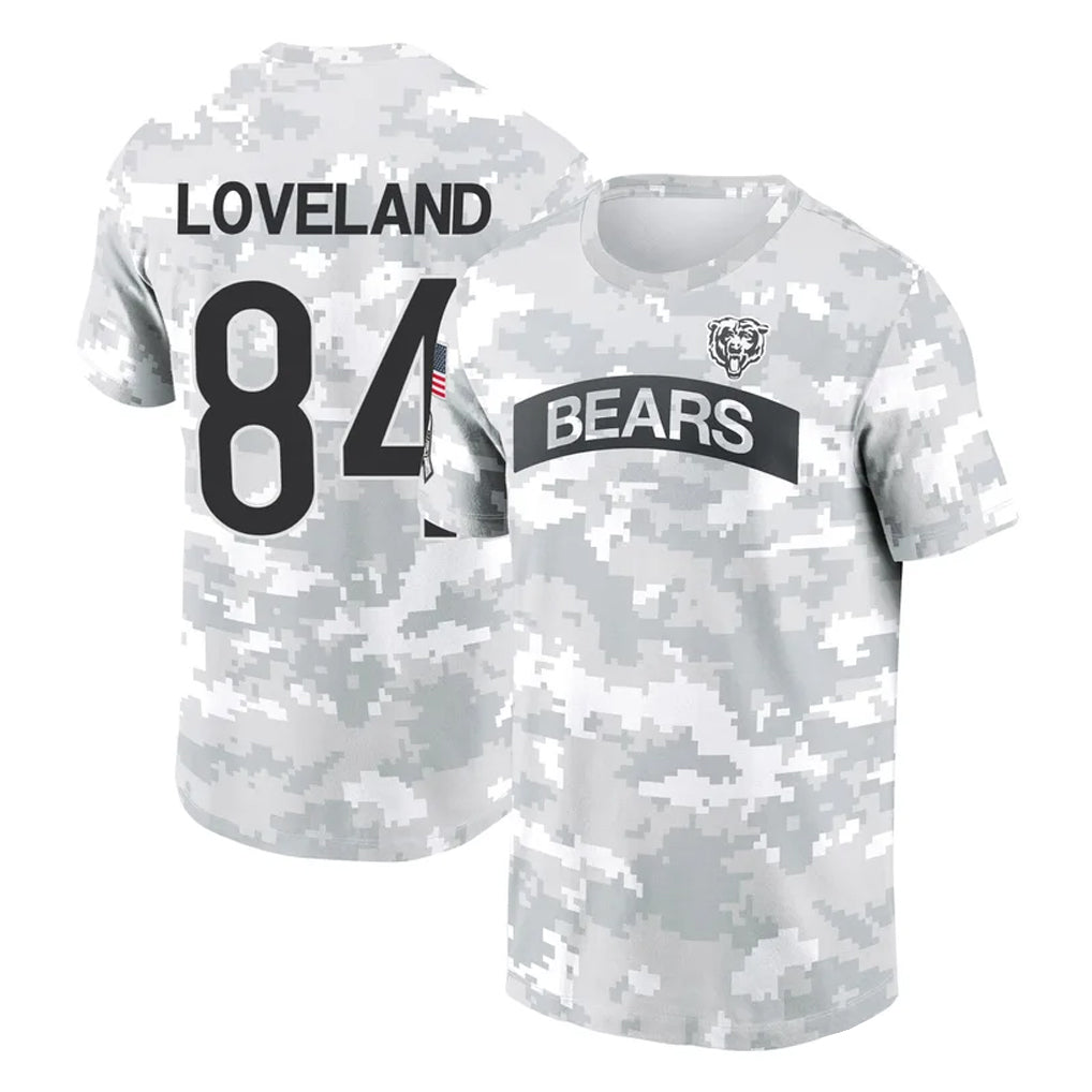 C.Bears #84 Colston Loveland Player Arctic Camo Salute to Service Performance T-Shirt Limited Kdoa Stitched Jerseys