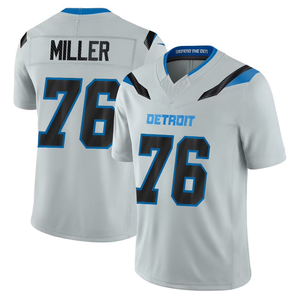 D.Lions #76 Blake Miller Player Silver Limited 2026 Rivalries Collection Home Game Kdoa Stitched Jerseys