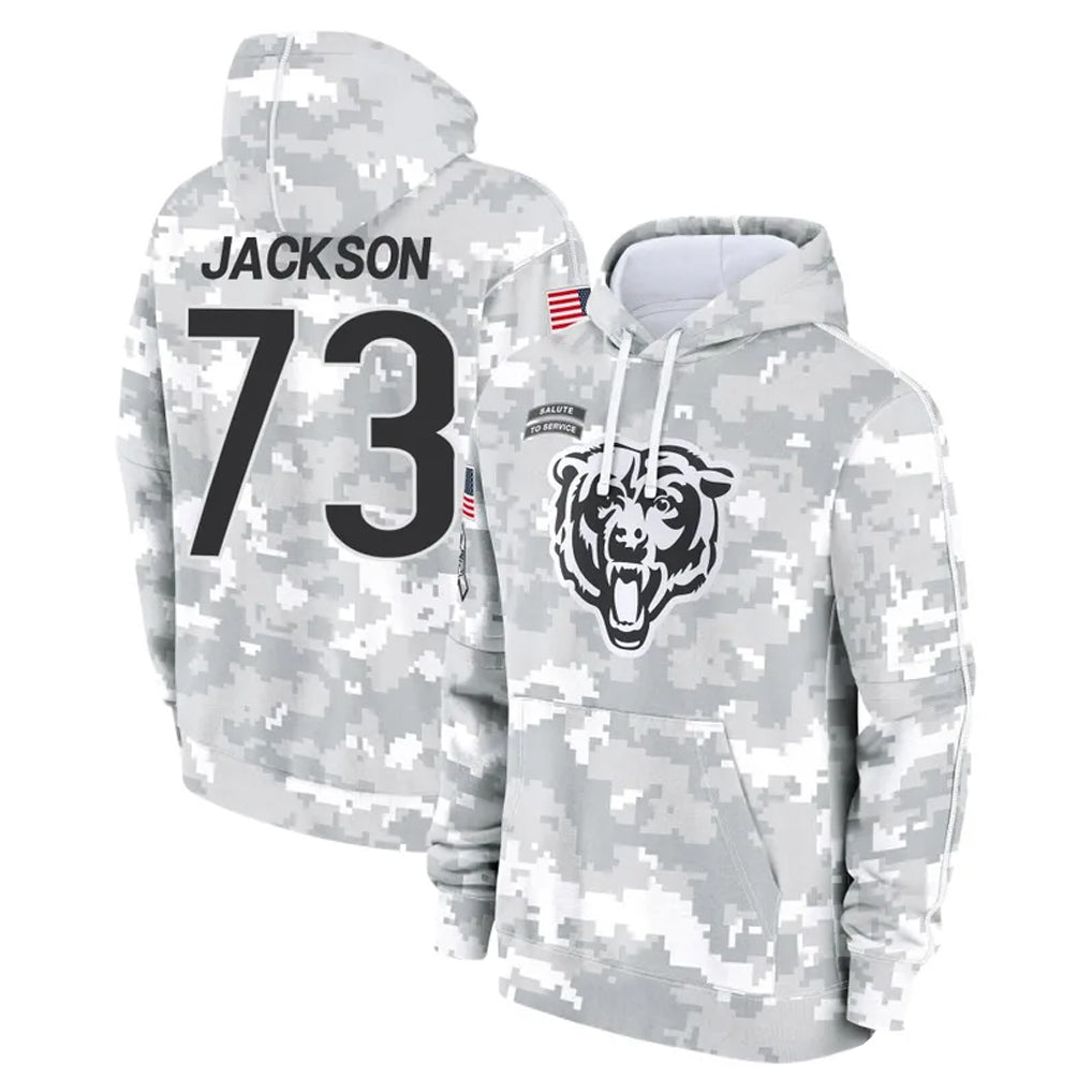 C.Bears #73 Jonah Jackson Player Arctic Camo Salute to Service Pullover Hoodies Limited Kdoa Stitched Jerseys