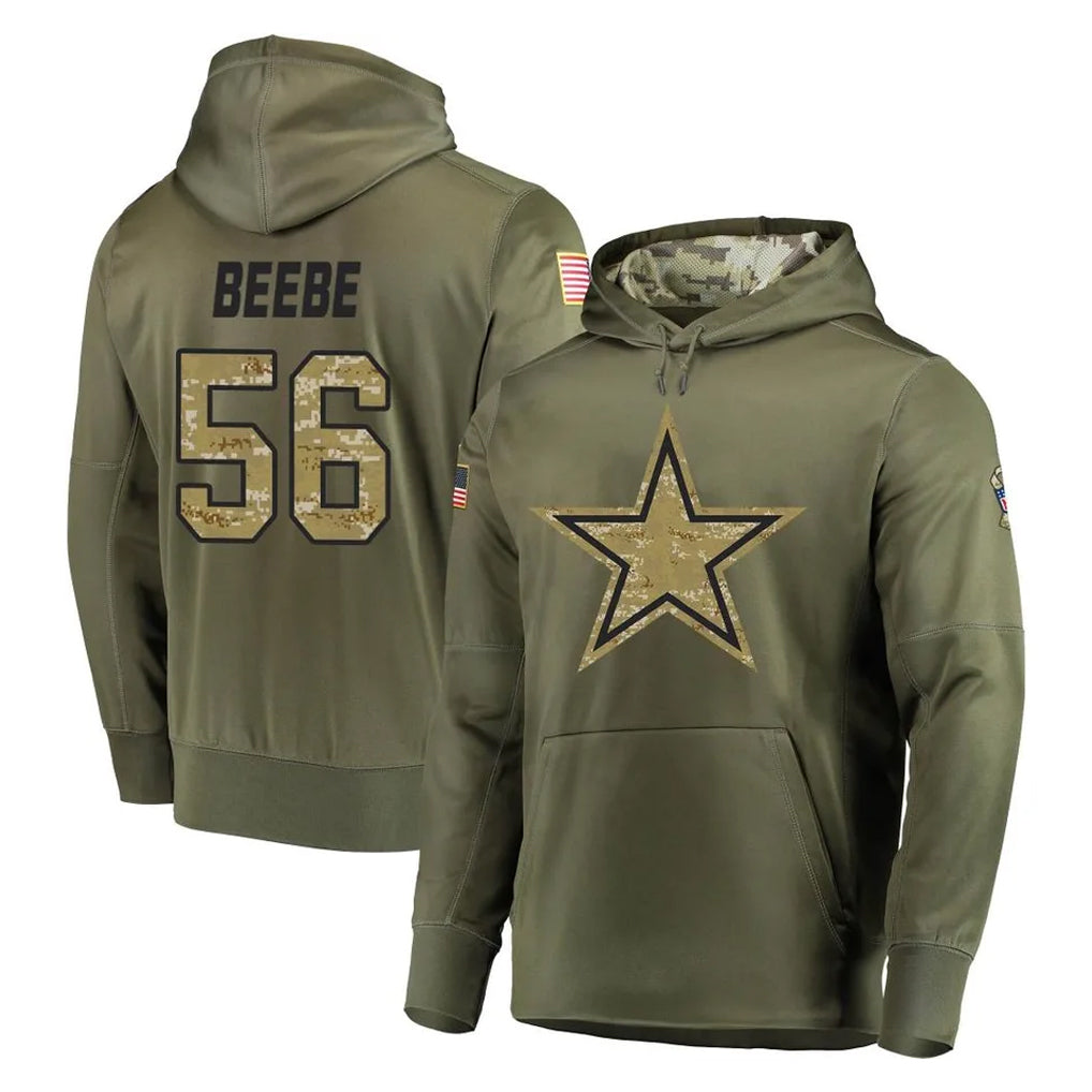 D.Cowboys #56 Cooper Beebe Player Olive Salute to Service Pullover Hoodies Home Game Xdoa Stitched Jerseys