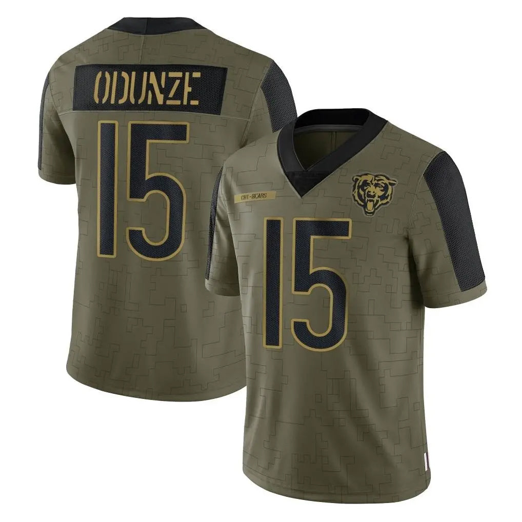 C.Bears #15 Rome Odunze Player Olive Salute to Service Limited Kdoa Stitched Jerseys