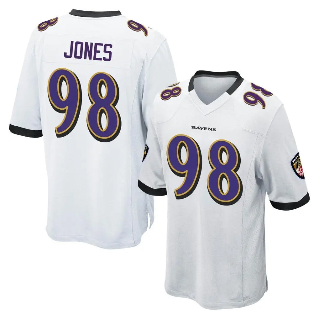 B.Ravens #98 Travis Jones Player White Home Game Kdoa Stitched Jerseys