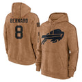 B.Bills #8 Terrel Bernard Player Brown Salute to Service Hoodies Kdoa Stitched Jerseys